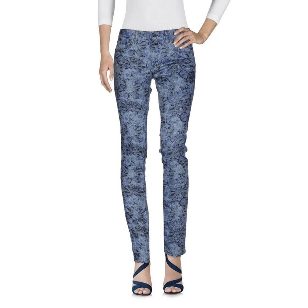 Tory Burch | Print Denim Pants Womens Size 25 Blue Ivy Super Skinny Jeans